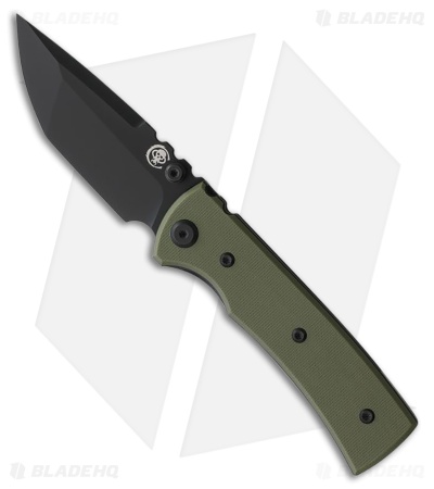 Chaves Knives Blue Label Redencion Street Tanto Knife Green G-10 (3.1" Black)
