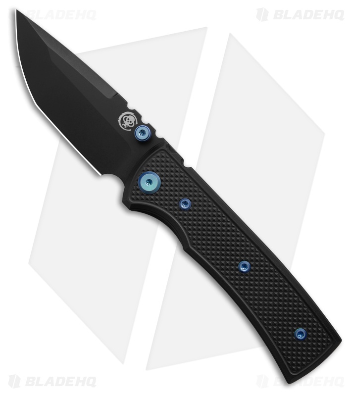 Chaves Redencion Street Blue Label Tanto Knife Knurled Al/Blue Ti (3.25" PVD)