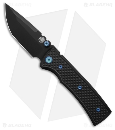 Chaves Redencion Street Blue Label Tanto Knife Knurled Al/Blue Ti (3.25" PVD)