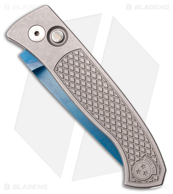 Pro-Tech Brend Automatic Knife Blasted/Tumbled 17-4 Steel Texture(3.1" Sapphire)