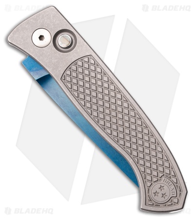 Pro-Tech Brend Automatic Knife Blasted/Tumbled 17-4 Steel Texture(3.1" Sapphire)