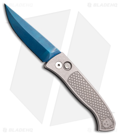 Pro-Tech Brend Automatic Knife Blasted/Tumbled 17-4 Steel Texture(3.1" Sapphire)