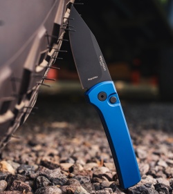 Pro-Tech Chavez Scapegoat Compact Auto Knife Solid Blue Al (3.2" DLC MagnaMax)