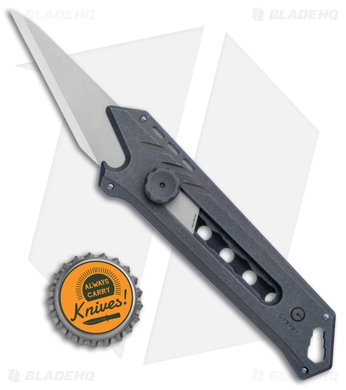CIVIVI Mandate Blue Titanium Utility Knife (9Cr18MoV + Damascus)