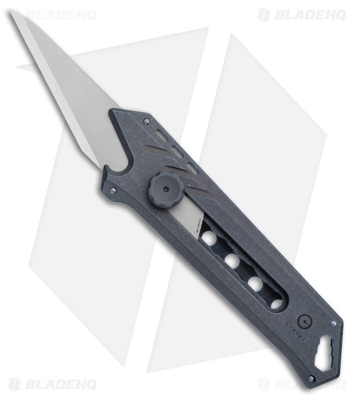 CIVIVI Mandate Blue Titanium Utility Knife (9Cr18MoV + Damascus)