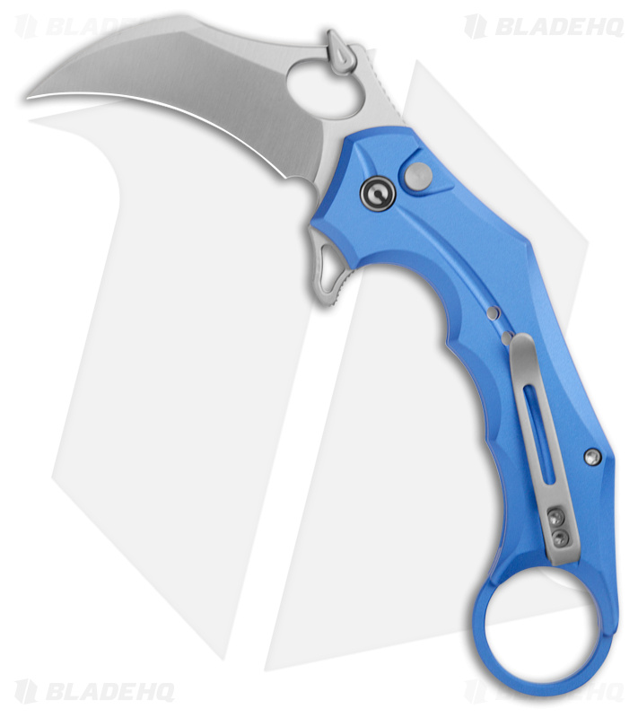 CIVIVI Incisor II Karambit Button Lock Knife Blue Alum (2.02" Satin) C16016B-2