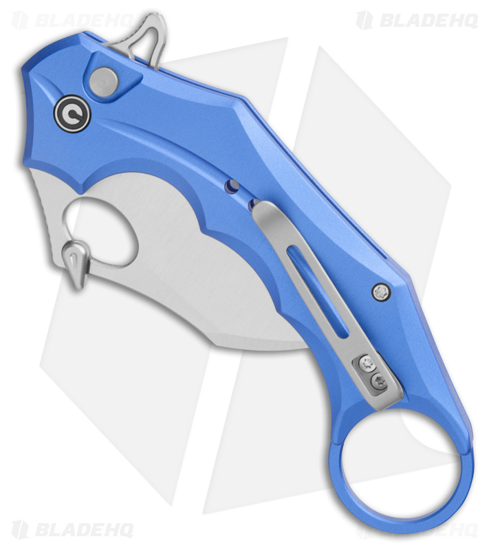 CIVIVI Incisor II Karambit Button Lock Knife Blue Alum (2.02" Satin) C16016B-2