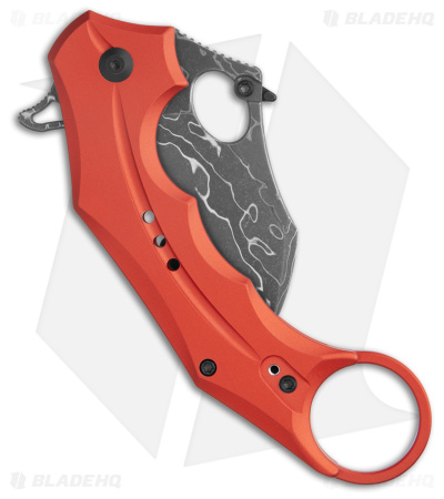 CIVIVI Incisor II Karambit Button Lock Knife Red Alum (2.02" Damascus) 
