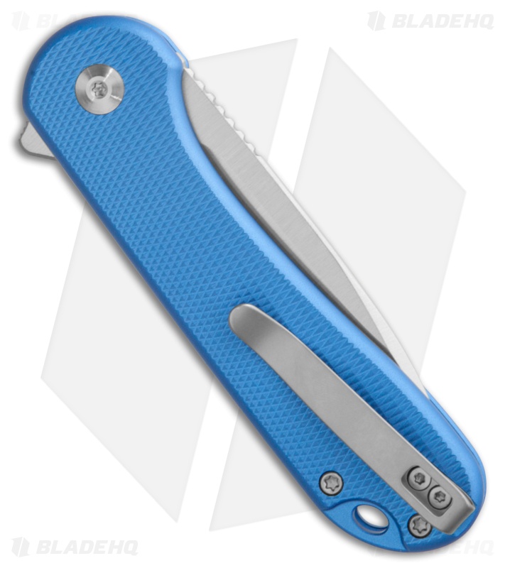 CIVIVI Elementum II Button Lock Knife Diamond Patterned Blue Al (3" Satin)