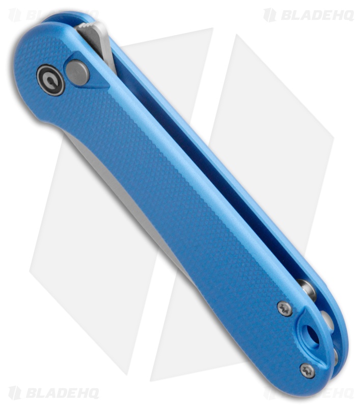 CIVIVI Elementum II Button Lock Knife Diamond Patterned Blue Al (3" Satin)