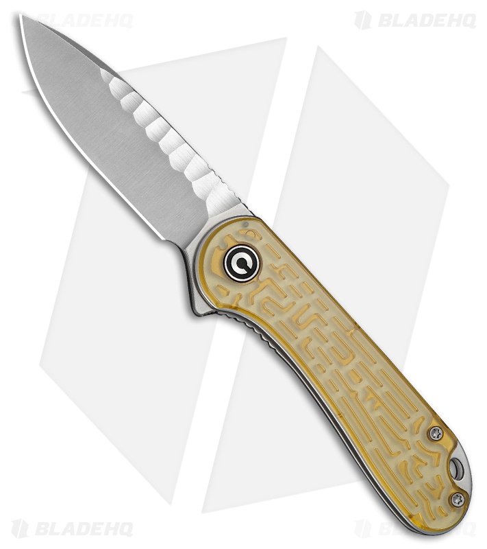 CIVIVI Elementum Liner Lock Knife Polished Yellow Ultem (3" Satin Rock Grind)
