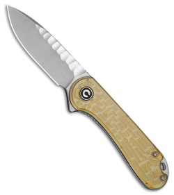 CIVIVI Elementum Liner Lock Knife Polished Yellow Ultem (3" Satin Rock Grind)