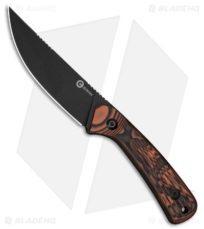 CIVIVI Carveth Fixed Blade Knife Orange & Black G-10 (3.6" Black SW AEB-L)