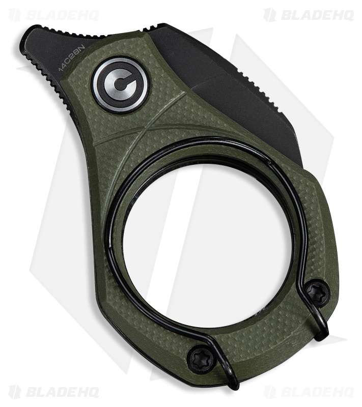 CIVIVI Pyrus Utility Hawkbill Knife OD Green G-10 (0.65" Black Stonewash)