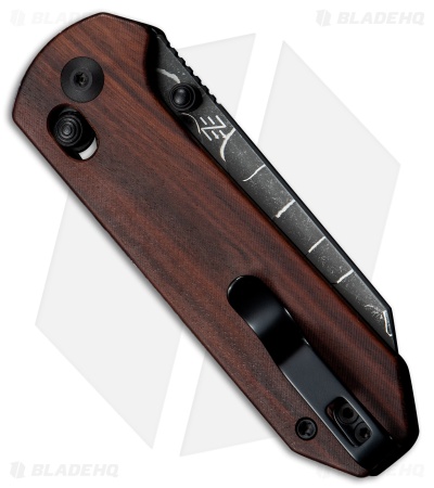 CIVIVI Yonder Crossbar Lock Knife Guibourtia Wood (2.9" Jagged Pattern Damascus)
