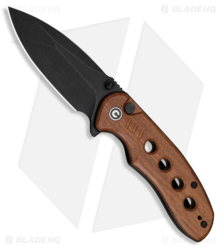 CIVIVI Triptych Button Lock Knife Guibourtia Wood (3" Black Stonewash)