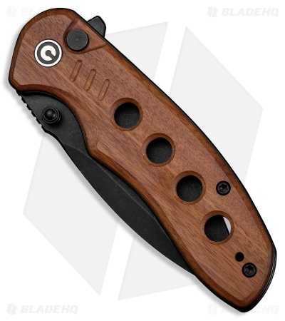 CIVIVI Triptych Button Lock Knife Guibourtia Wood (3" Black Stonewash)