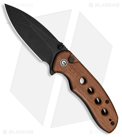 CIVIVI Triptych Button Lock Knife Guibourtia Wood (3" Black Stonewash)
