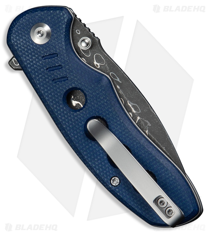 CIVIVI Tryptich Knife Blue Canvas Micarta Damascus