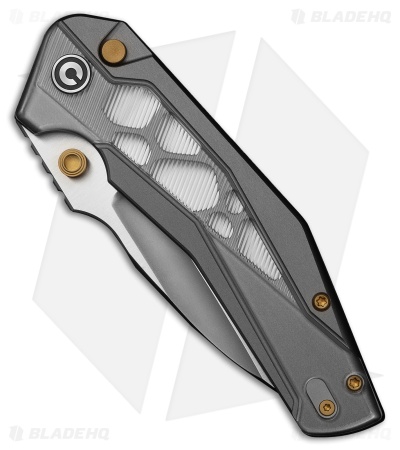 CIVIVI Wellmax Button Lock Knife Gray Aluminum + Clear Lexan (3.6" Satin)