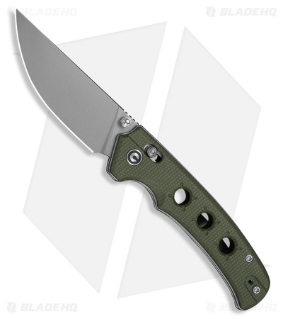 CIVIVI Noctis Crossbar Lock Knife Olive Canvas Micarta (2.98" Stonewash)