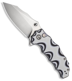 CIVIVI Natterjack Button Lock Knife Milled Black/White G-10 (3.2" Satin)