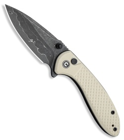 CIVIVI Faeger Button Lock Knife Milled Ivory G-10 (3" Damascus)