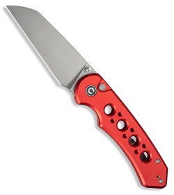 CIVIVI Pragma Prime Button Lock Knife Red Aluminum (3.5" Stonewash)