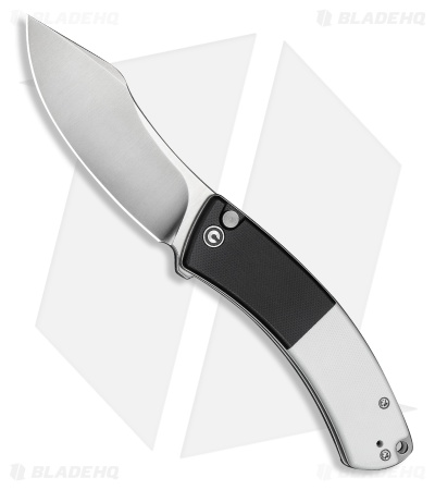 CIVIVI Outlaw Muk Button Lock Knife Black & White G-10 (3.5" Satin 14C28N)