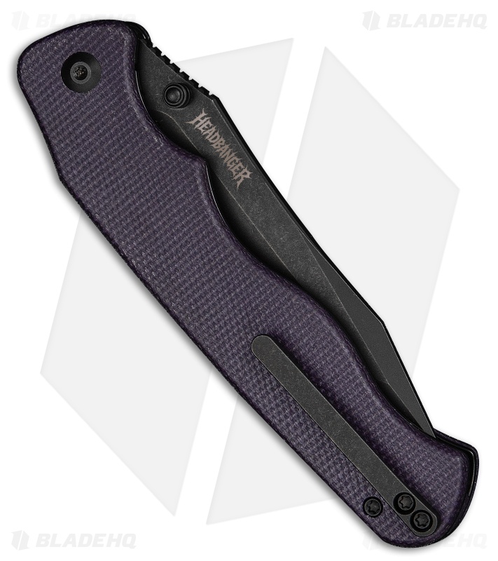 CIVIVI HEADBANGER Liner Lock Knife Purple Canvas Micarta (3.8" Black SW)