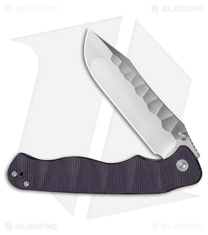 CIVIVI HEADBANGER Liner Lock Knife Purple Canvas Micarta (3.8" Satin Rock Grind)