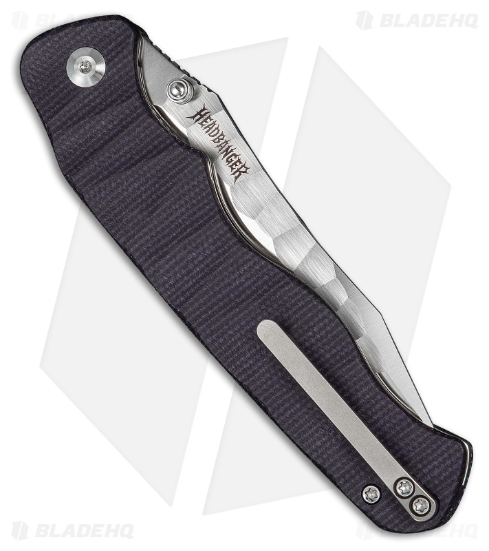 CIVIVI HEADBANGER Liner Lock Knife Purple Canvas Micarta (3.8" Satin Rock Grind)