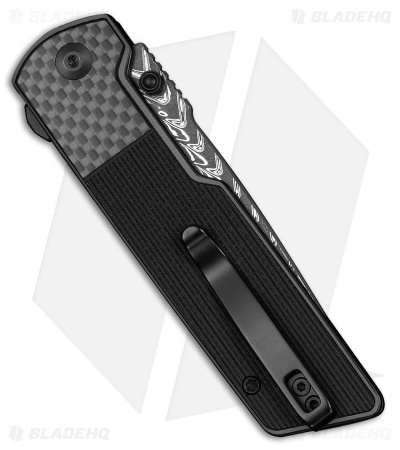CIVIVI Zygon Top Crossbar Lock Knife Gray G-10/CF Overlay (3.24" Damascus)