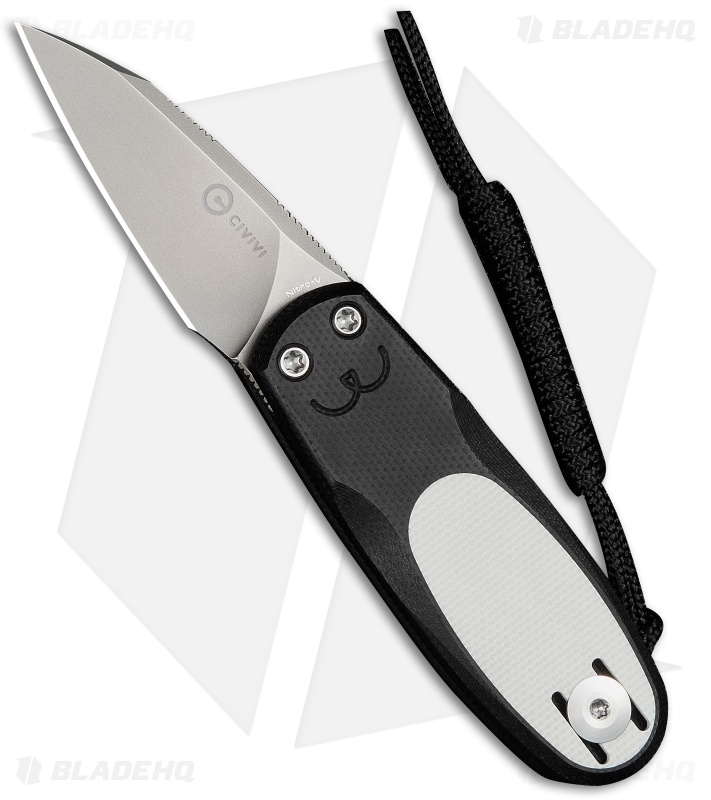 CIVIVI Purr Double Detent Slip Joint Knife Black & White G-10 (1.8" Stonewash)