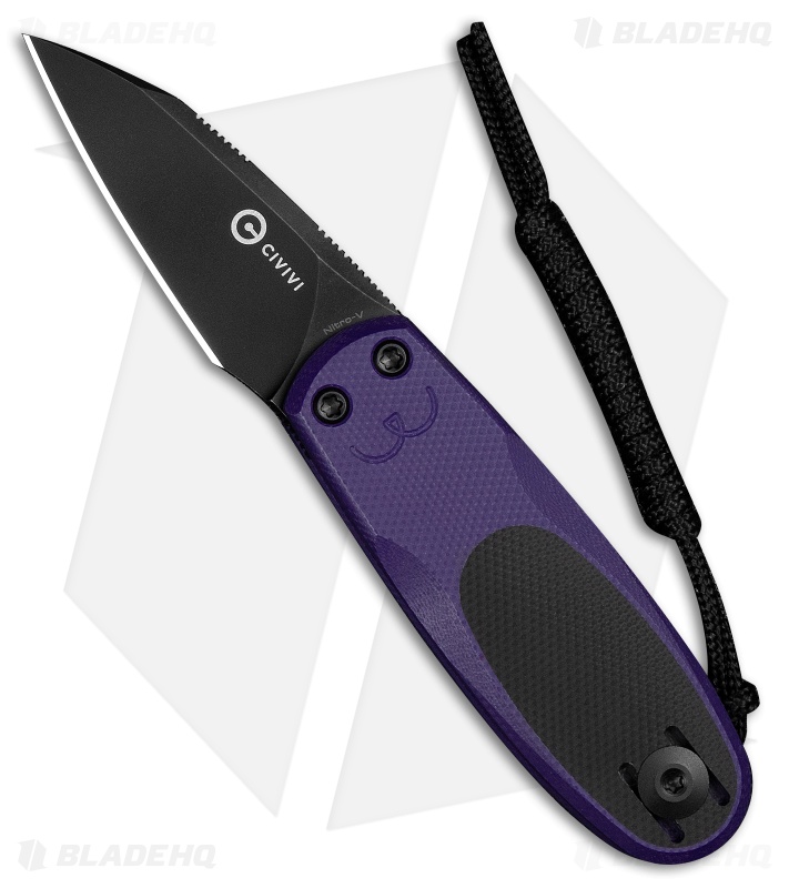 CIVIVI Purr Double Detent Slip Joint Knife Purple & Black G-10 (1.8" Black SW)