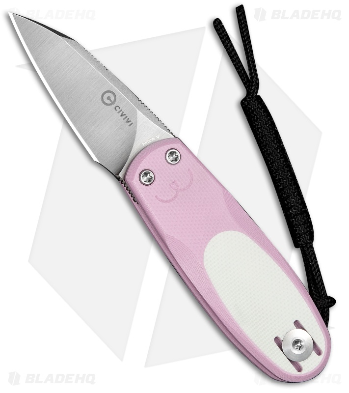CIVIVI Purr Double Detent Slip Joint Knife Powder Pink & White G-10 (1.8" Satin)