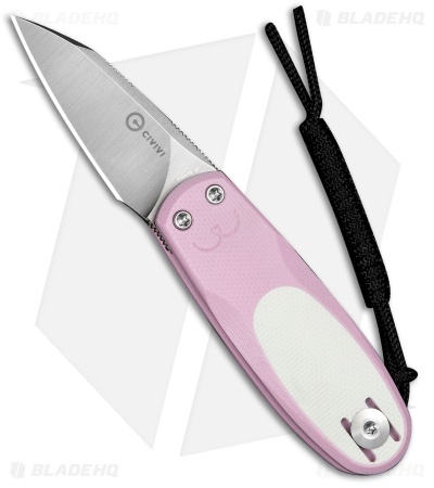 CIVIVI Purr Double Detent Slip Joint Knife Powder Pink & White G-10 (1.8" Satin)