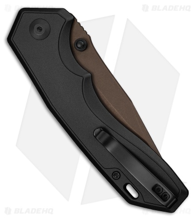 CIVIVI Elite Brova Top Liner Lock Knife Black Aluminum (3.4" Dark Brown SW)