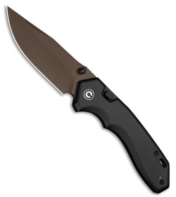CIVIVI Elite Brova Top Liner Lock Knife Black Aluminum (3.4" Dark Brown SW)