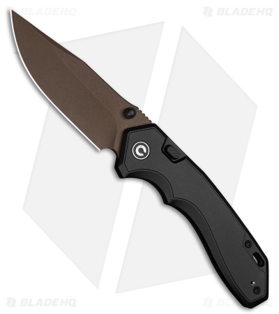 CIVIVI Elite Brova Top Liner Lock Knife Black Aluminum (3.4" Dark Brown SW)