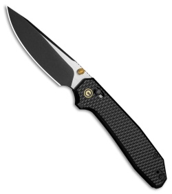 CIVIVI Elite Tessera Crossbar Lock Knife Diamond Pattern Black Al (3.37" 2T)