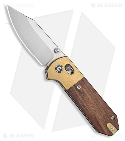 CIVIVI Yonder Clip Point Crossbar Lock Knife Guibourtia/SW Brass (2.9" Satin)