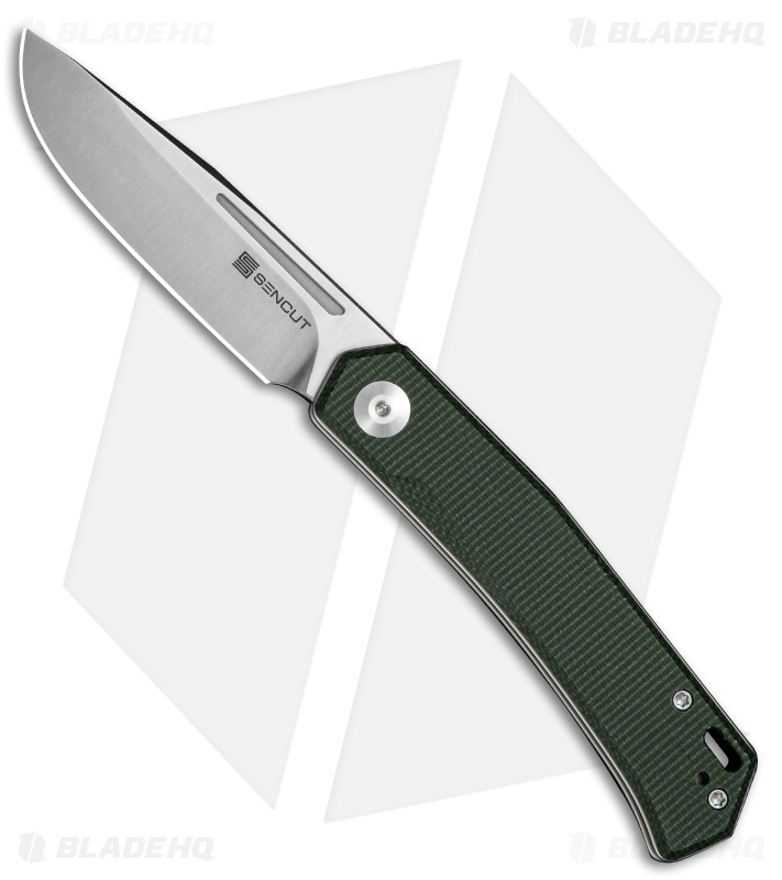SENCUT Braxx | Green Canvas Micarta | Satin D2