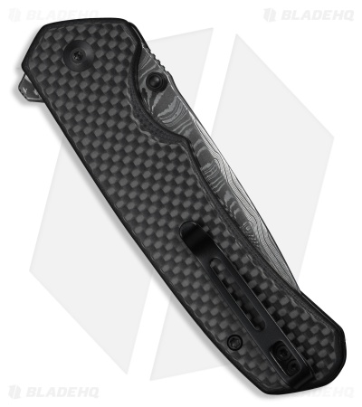 CIVIVI Brazen Button Lock Knife Black G-10 + Twill CF Overlay (3.5" Damascus)