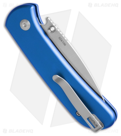 CIVIVI Qubit Zero Forks Button Lock Knife Blue Aluminum (2.98" Satin)