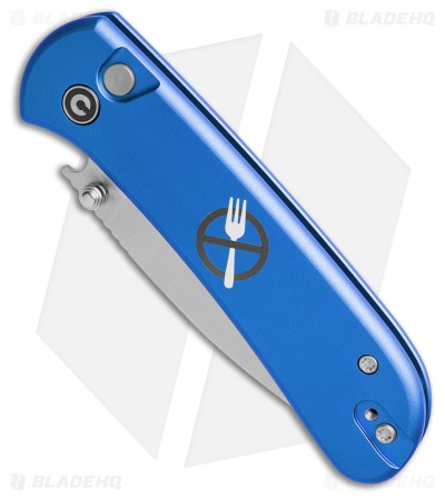 CIVIVI Qubit Zero Forks Button Lock Knife Blue Aluminum (2.98" Satin)