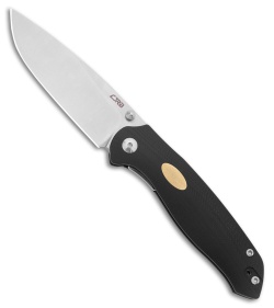 CJRB Aes Liner Lock Knife Black G-10 with Brass Inlay (3.3" Polish)