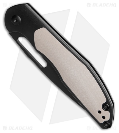 CJRB Droma Liner Lock Knife Aluminum + Desert G-10 (3.3" Black PVD AR-RPM9)