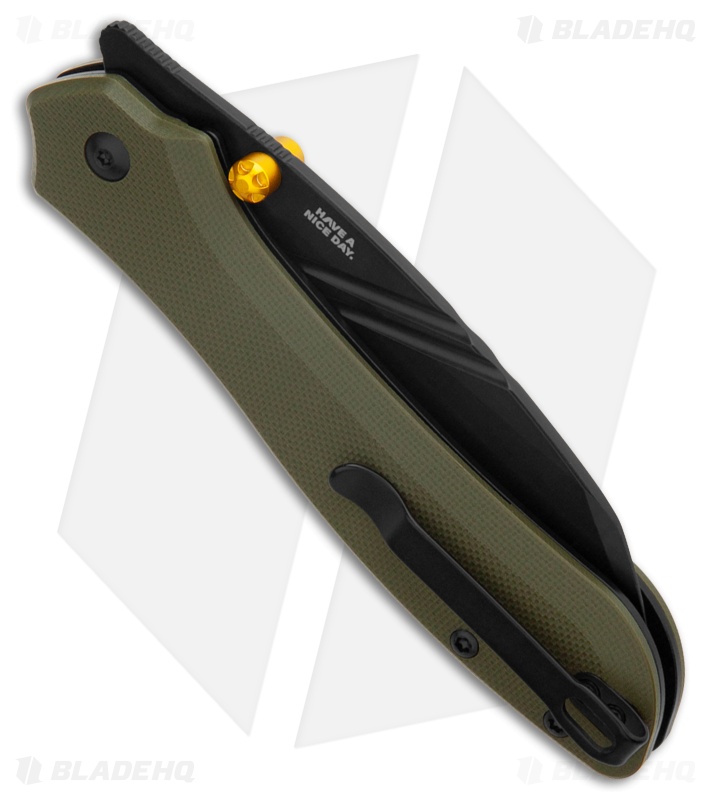 CJRB Fugly Liner Lock Knife Green G-10 (3.5" Black PVD)