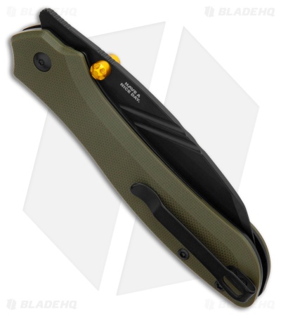CJRB Fugly Liner Lock Knife Green G-10 (3.5" Black PVD)
